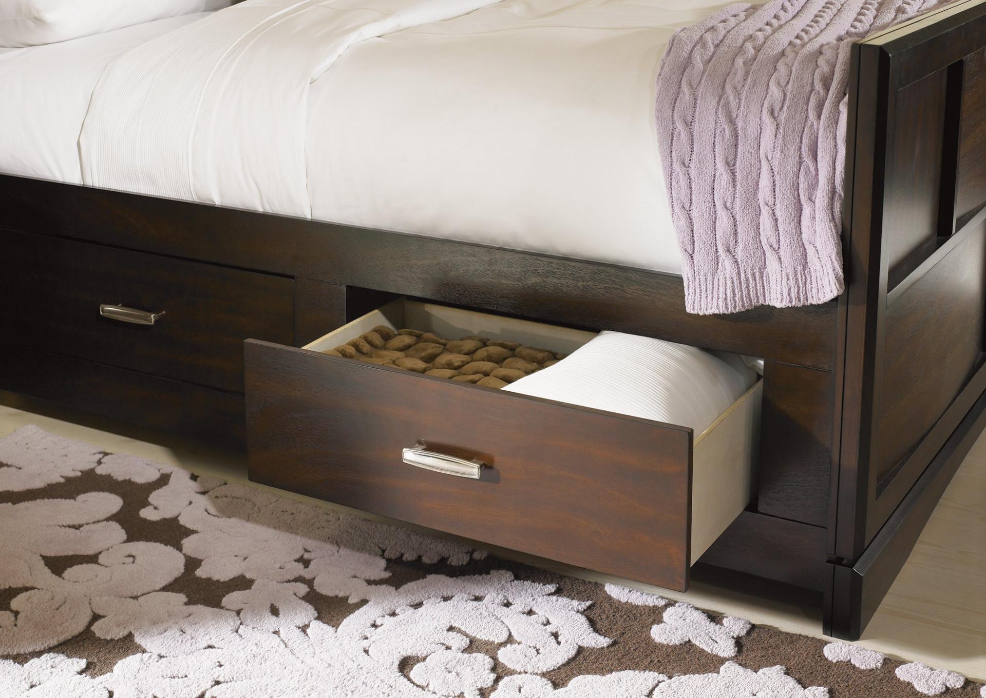 Platform Storage Bed with Drawers Brown